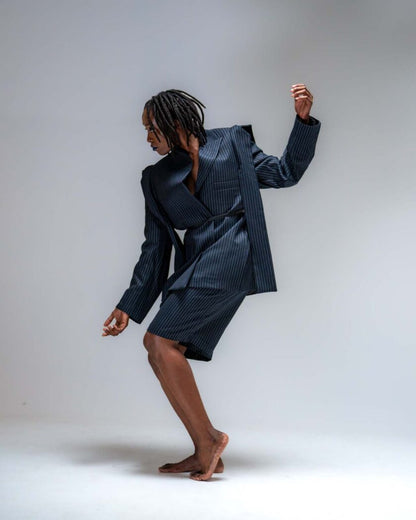 ASYMETRICAL SET BLAZER AND SHORTS II DARK BLUE